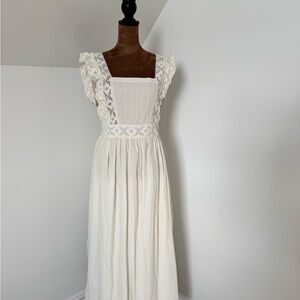 Elegant Lace Trimmed White Dress